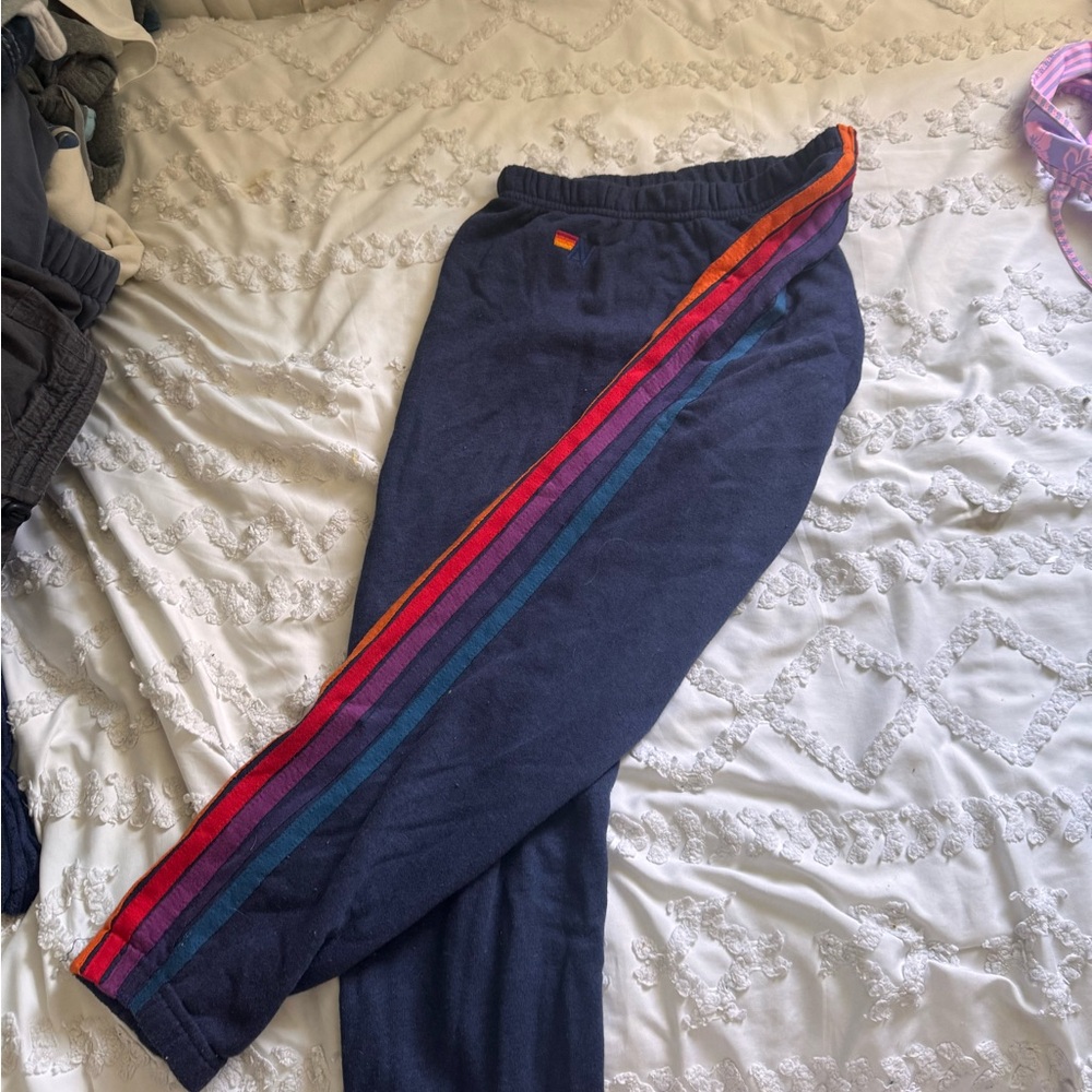 Aviator nation Navy Track Pants with Multicolor Stripes